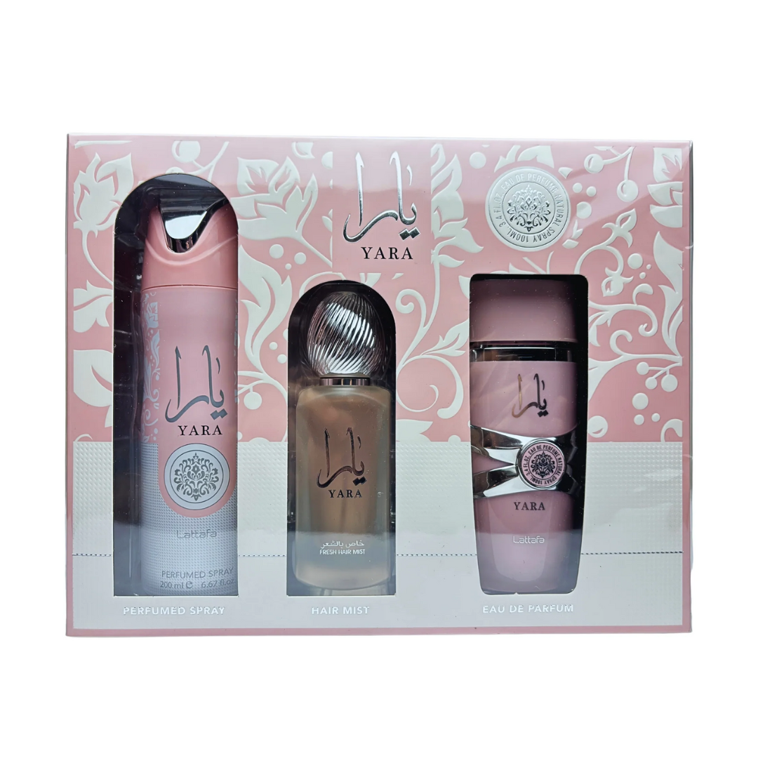 Pack Colección Yara - Eau de Parfum, Hair Mist y Perfume Spray | Lattafa